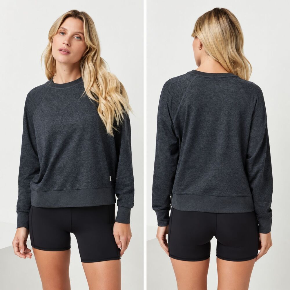 Vuori Women's Halo Modern Crew Charcoal Heather Large